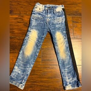 Retro Stitch Washed Distressed Jeans Toddler 5 Bleched Black Striped